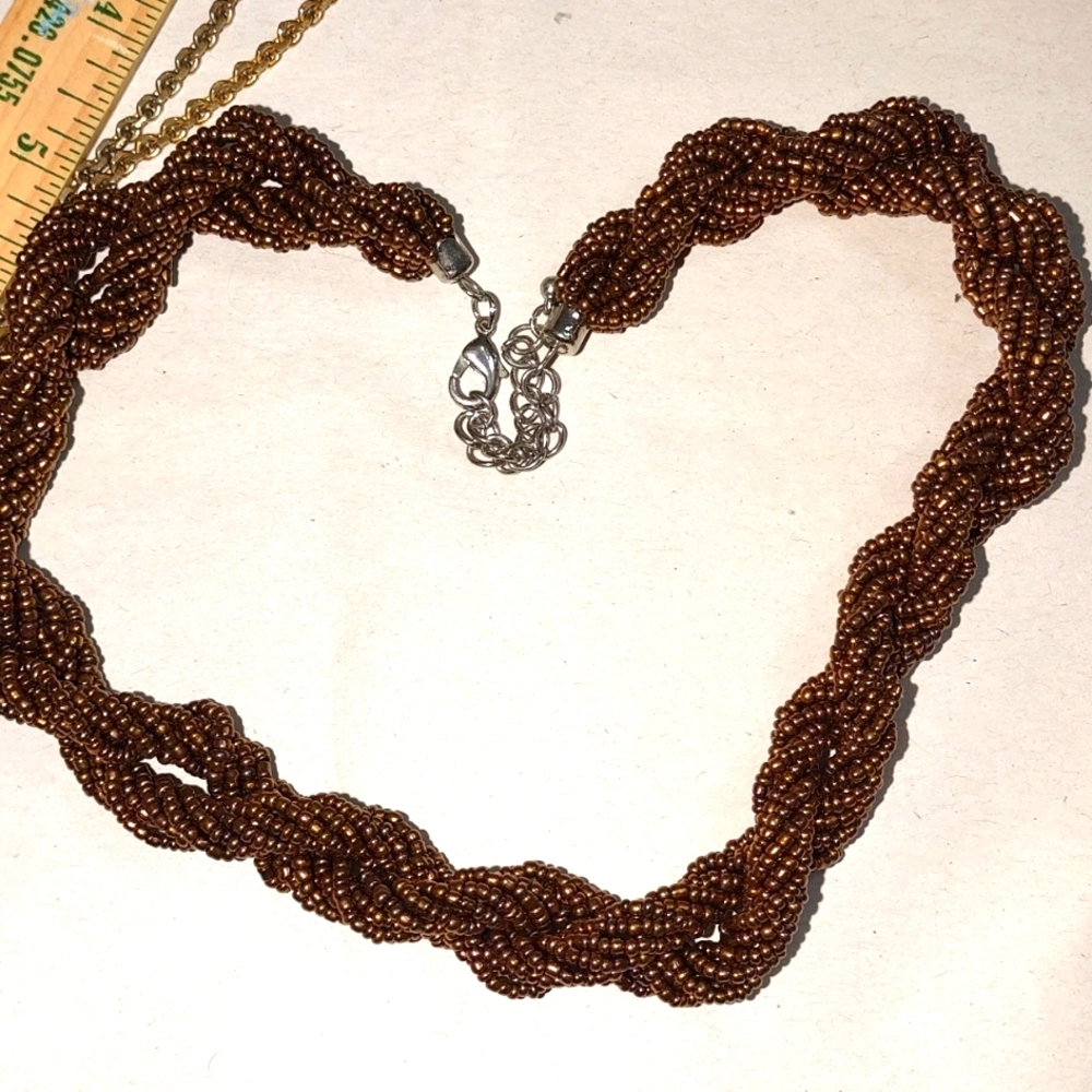 Bronze colored Twisted seed bead necklace